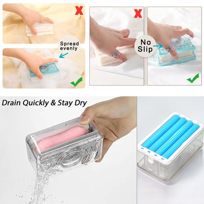 2-in-1 Portable Soap Dish & Dispenser with Roller – Home & Kitchen Use