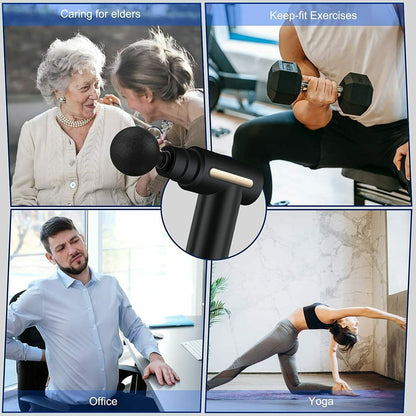 Deep Tissue Percussion Massage Gun – Full Body Pain Relief Machine with 4 Heads & 6 Speed Settings (Cordless, Rechargeable)