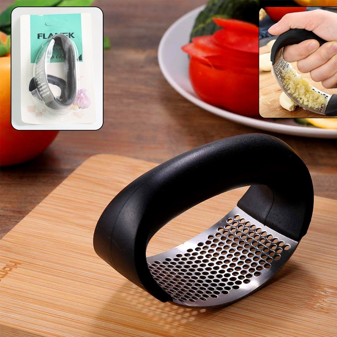 Manual Portable Garlic Crusher – Stainless Steel Garlic Press & Mincer (1 Pc)