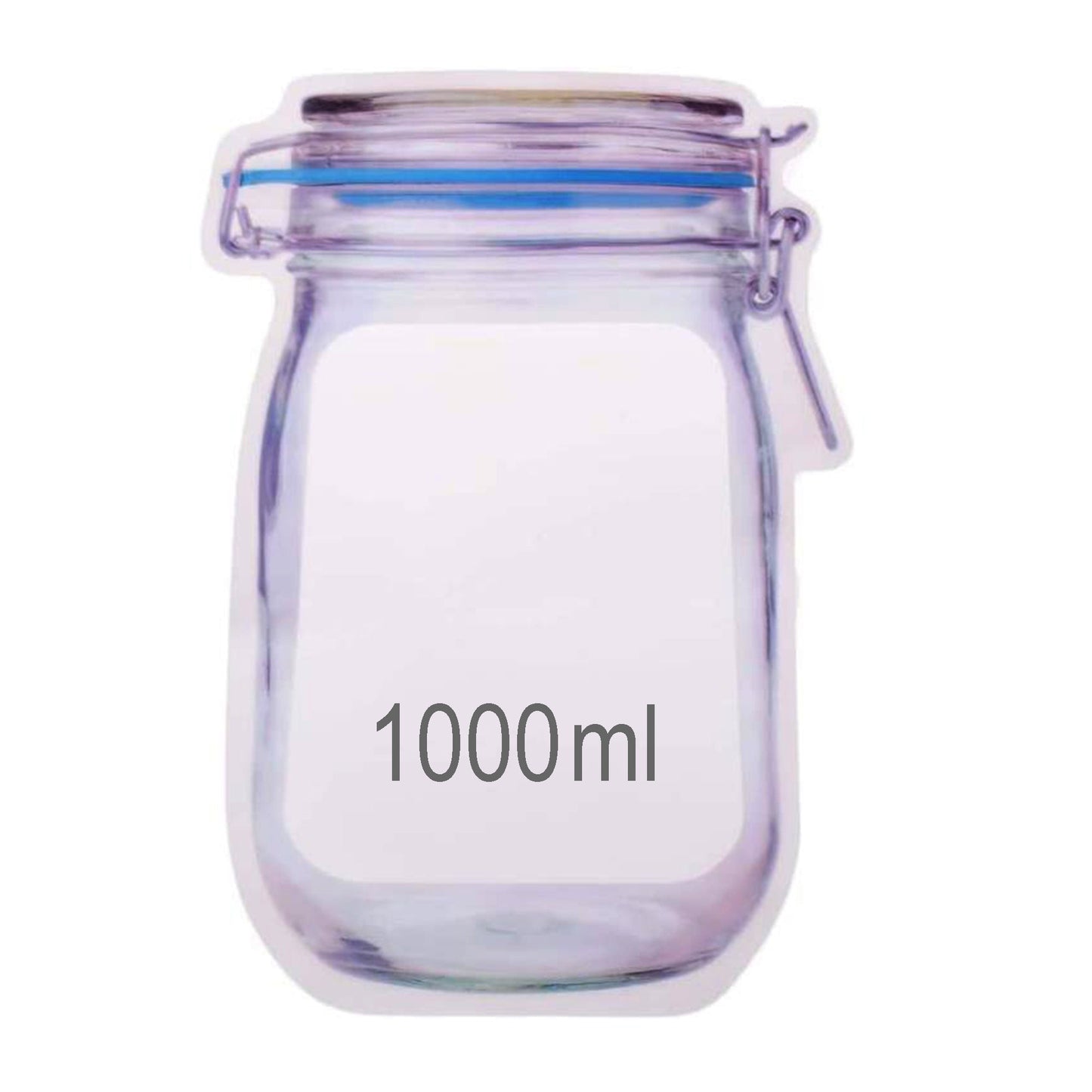 Reusable Airtight Seal Plastic Mason Jar Zipper Food Storage Bag (1000ml)