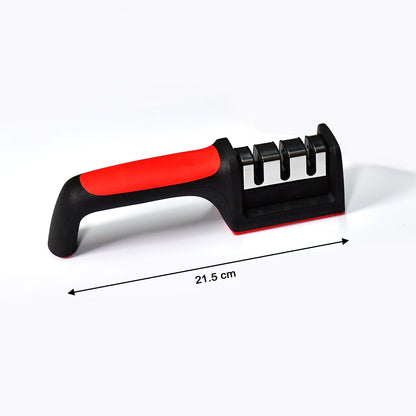 3-Stage Manual Knife Sharpener – Red, for Ceramic & Steel Knives