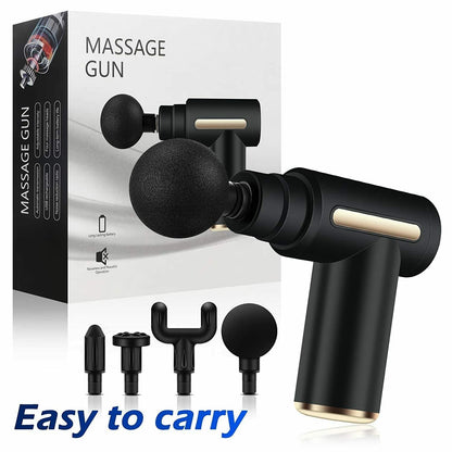 Deep Tissue Percussion Massage Gun – Full Body Pain Relief Machine with 4 Heads & 6 Speed Settings (Cordless, Rechargeable)