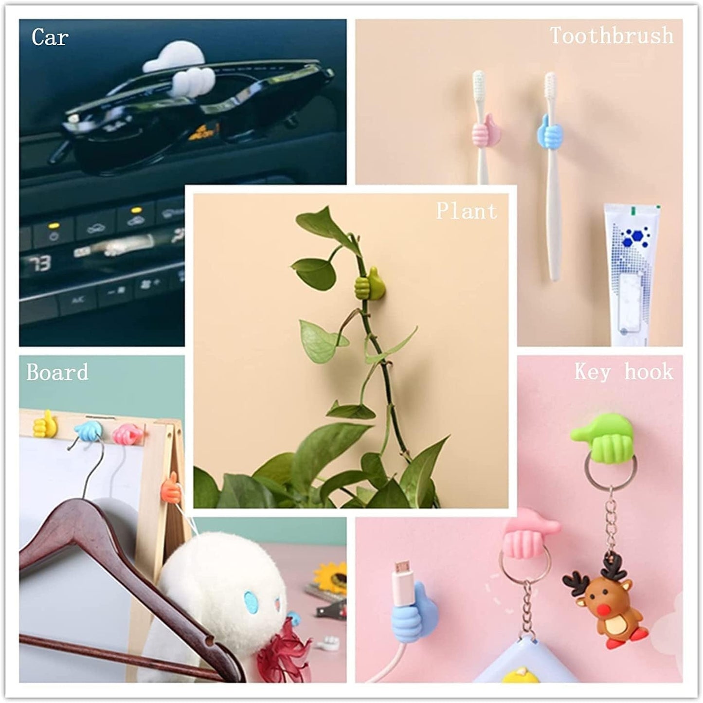 Thumb Cable Clips – Multi-Color Cord Organizer for Desk, Home, Car (10 Pc)