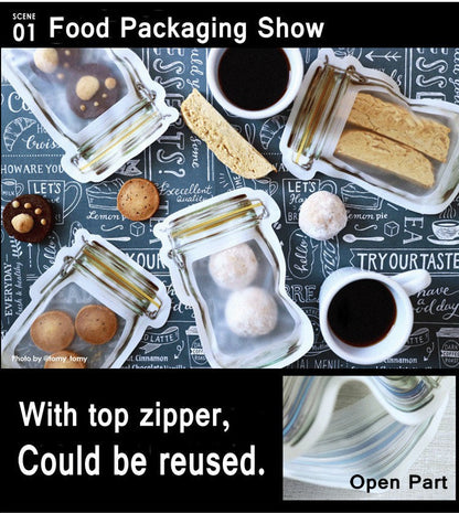 Reusable Airtight Mason Jar Zipper Storage Bag – 150ml Food Pouch (1 Pc)