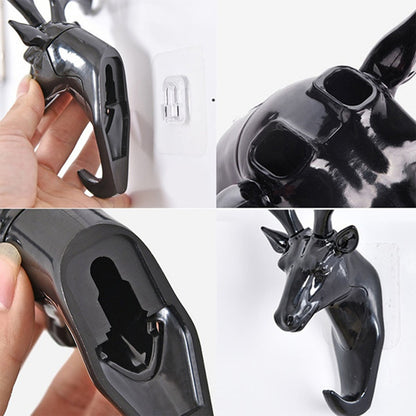 Deer Head Self-Adhesive Wall Hook – Decorative Antler Hanger (No Drilling)