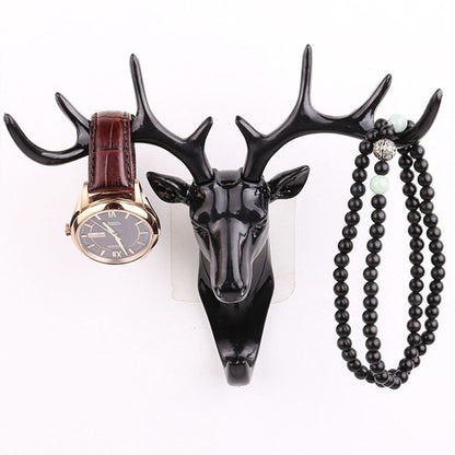 Deer Head Self-Adhesive Wall Hook – Decorative Antler Hanger (No Drilling)