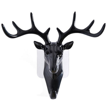 Deer Head Self-Adhesive Wall Hook – Decorative Antler Hanger (No Drilling)