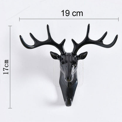 Deer Head Self-Adhesive Wall Hook – Decorative Antler Hanger (No Drilling)