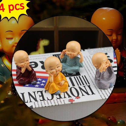 Baby Buddha Showpiece Set (4 Pcs) – Decorative Figurines for Home & Office