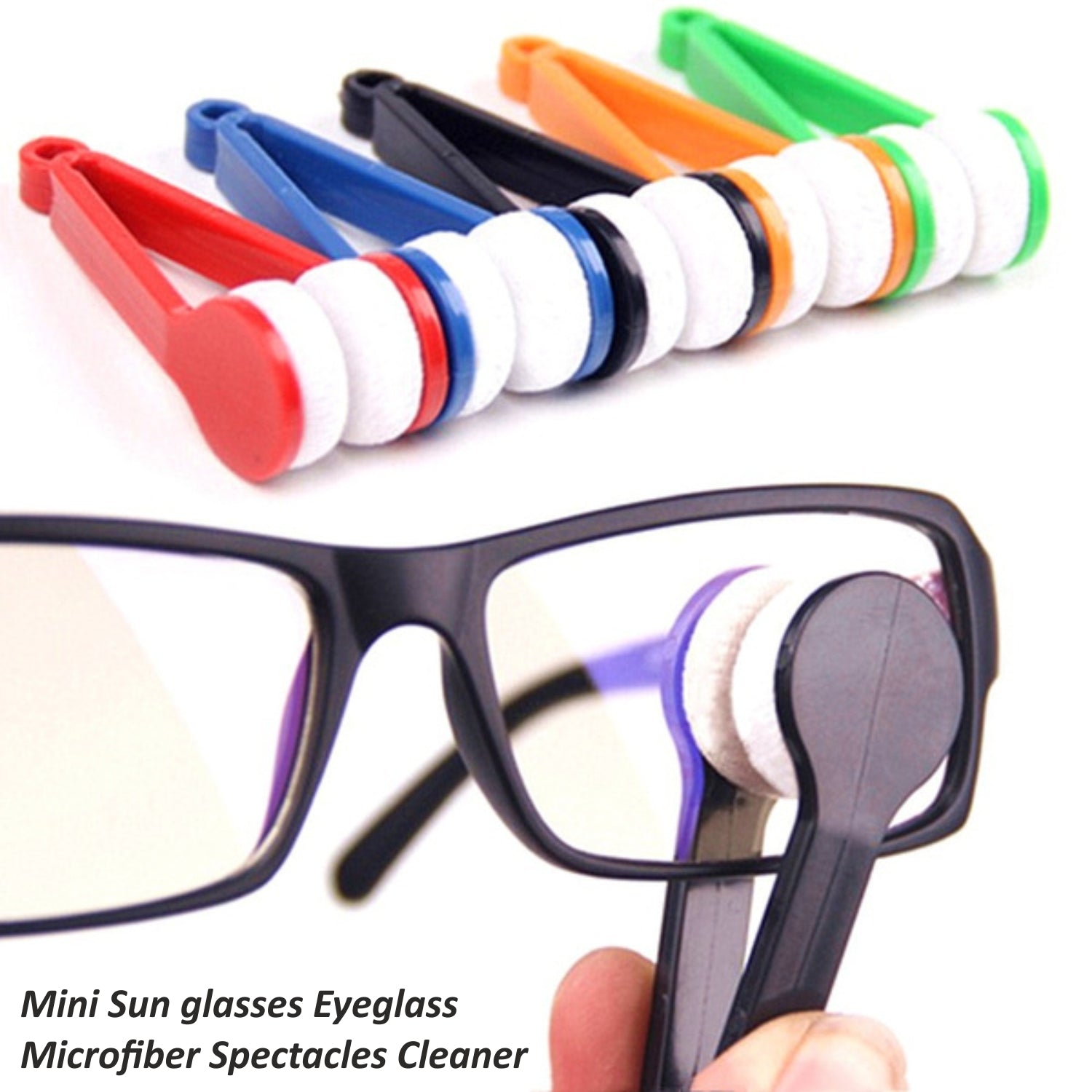Mini Eyeglass Cleaner with Microfiber Brush for Smudge-Free Lenses - 1 pc