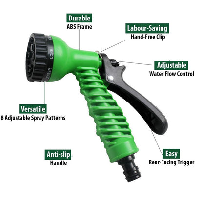 Plastic Garden Hose Nozzle Water Spray Gun Connector & Tap Adapter Set (3/4 Inch)