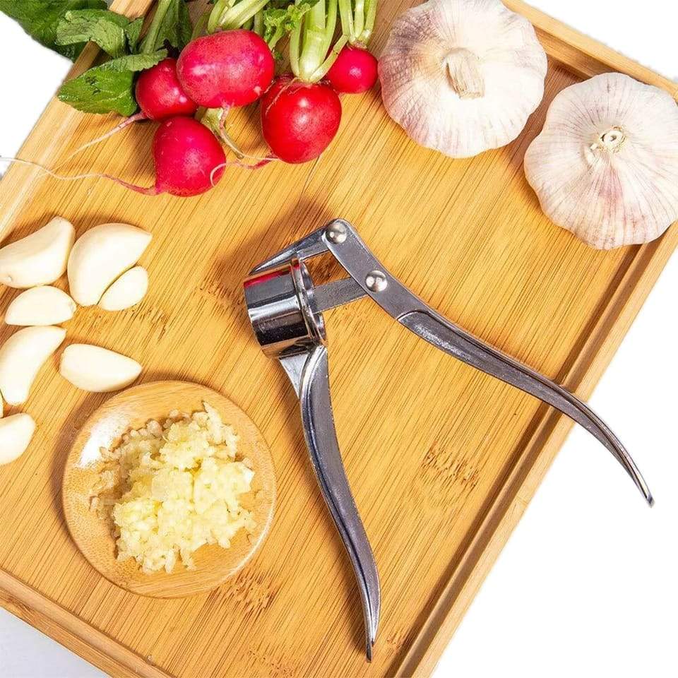 Stainless Steel Garlic Press Crusher – Multi-Purpose Garlic, Ginger & Lemon Squeezer
