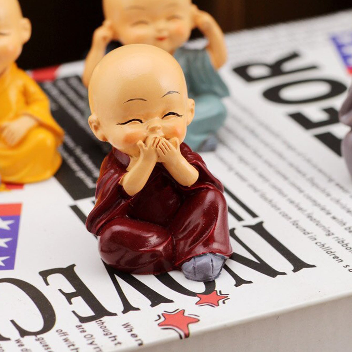 Baby Buddha Showpiece Set (4 Pcs) – Decorative Figurines for Home & Office