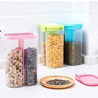 2-Section Airtight Transparent Food Grain & Cereal Storage Container (2L)