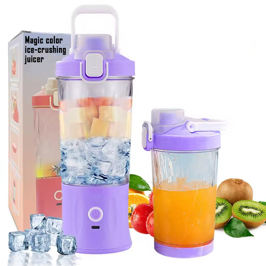 Electric Crusher Juicer with Multicolor LED and USB Charging, 8 Blades (600ML)