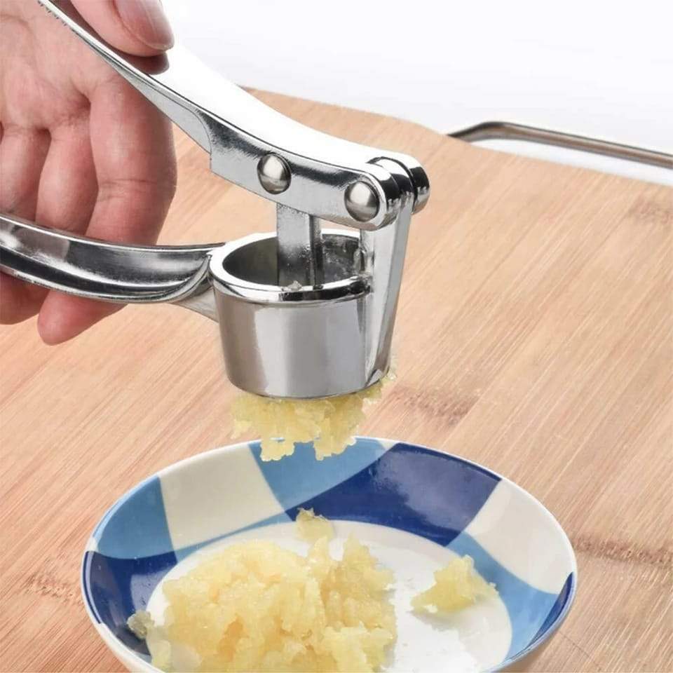 Stainless Steel Garlic Press Crusher – Multi-Purpose Garlic, Ginger & Lemon Squeezer