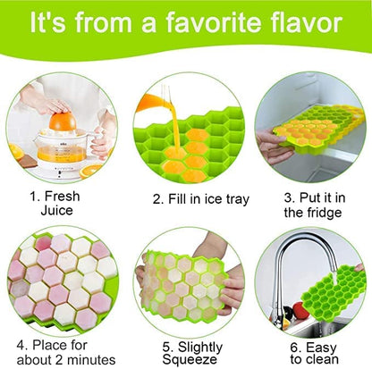Flexible Silicone Honeycomb Ice Cube Tray – 37 Cavities