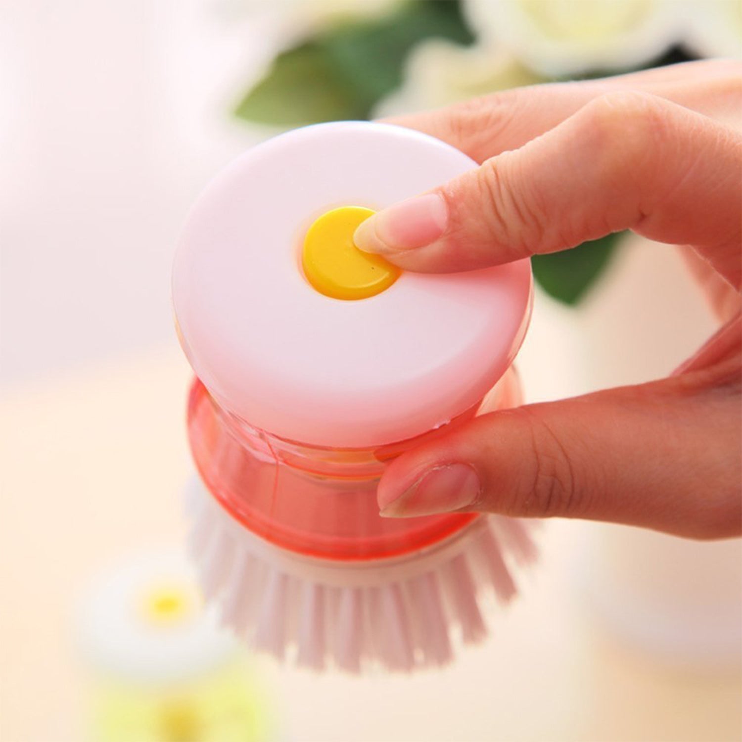Cleaning Brush with Liquid Soap Dispenser – Scrubber for Dishes, Pans & Pots