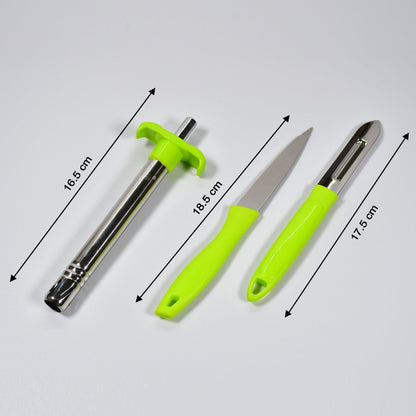 Ganesh 3pc Kitchen Set – Lighter, Knife & Peeler Stainless Steel Combo