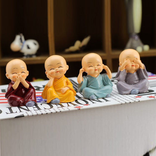 Baby Buddha Showpiece Set (4 Pcs) – Decorative Figurines for Home & Office