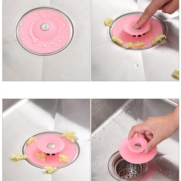 Creative 2-in-1 Silicone Sink Strainer & Drain Cover (1 Pc)