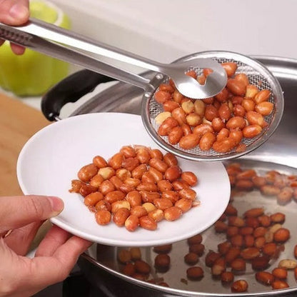 2-in-1 Stainless Steel Filter Spoon with Clip for Frying & Grilling