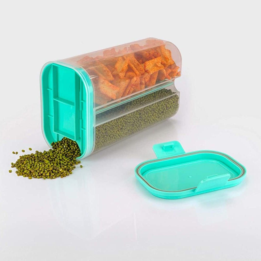 2-Section Airtight Transparent Food Grain & Cereal Storage Container (2L)