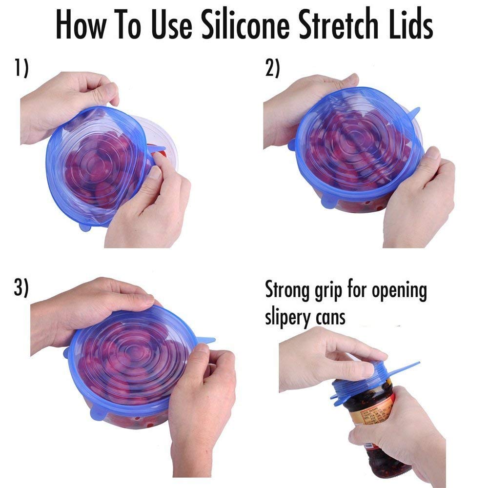 Reusable Silicone Stretch Lids – Microwave & Freezer Safe (Set of 6)