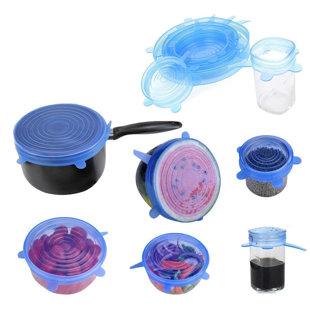 Reusable Silicone Stretch Lids – Microwave & Freezer Safe (Set of 6)