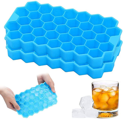 Flexible Silicone Honeycomb Ice Cube Tray – 37 Cavities