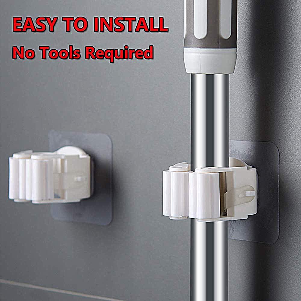 Self-Adhesive Mop and Broom Holder – Wall-Mounted