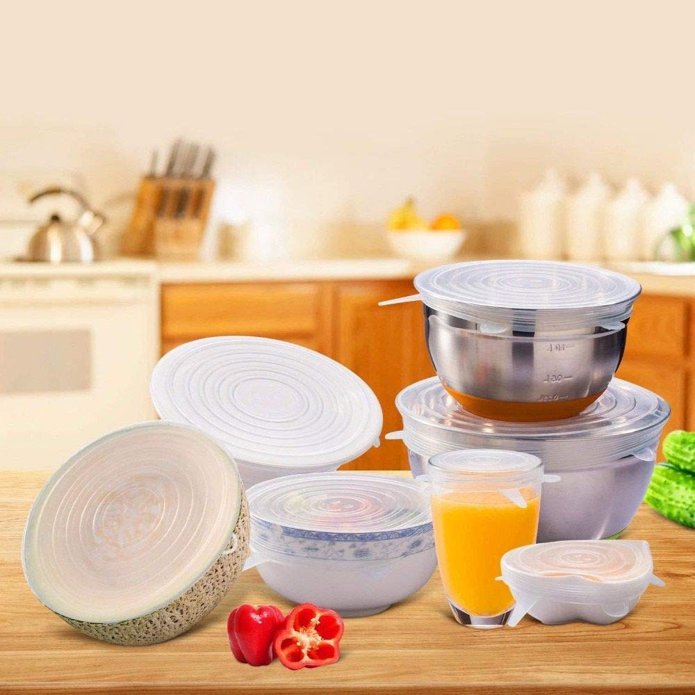 Reusable Silicone Stretch Lids – Microwave & Freezer Safe (Set of 6)