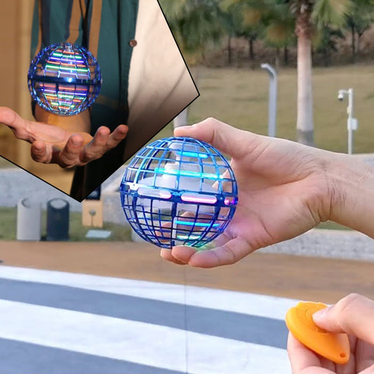 Flying Ball Toy with RGB Lights – USB Rechargeable 360° Spinner Drone Orb for Kids & Adults