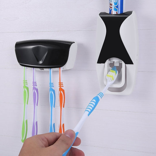Toothpaste Dispenser & Toothbrush Holder – Holds Up to 5 Brushes