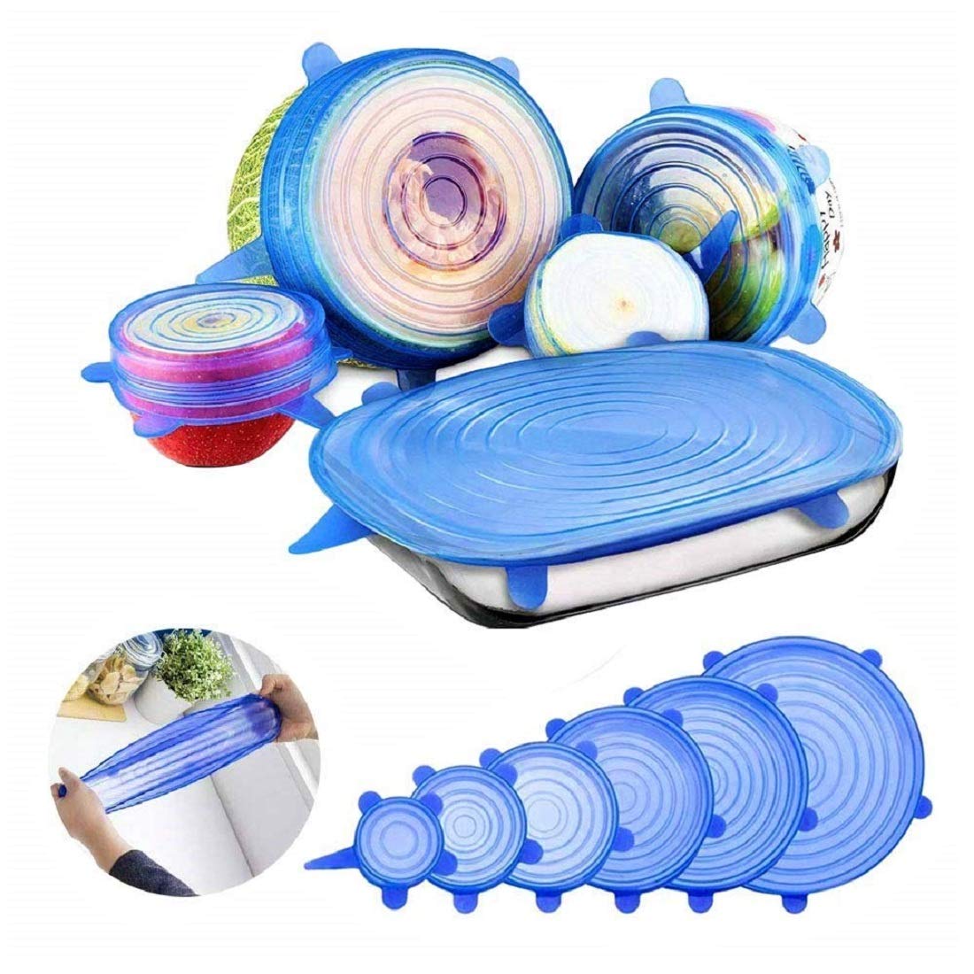 Reusable Silicone Stretch Lids – Microwave & Freezer Safe (Set of 6)