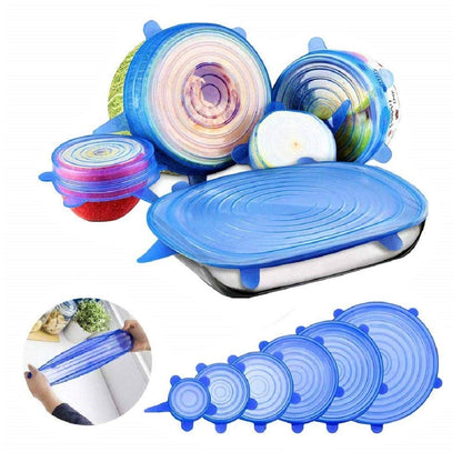Reusable Silicone Stretch Lids – Microwave & Freezer Safe (Set of 6)