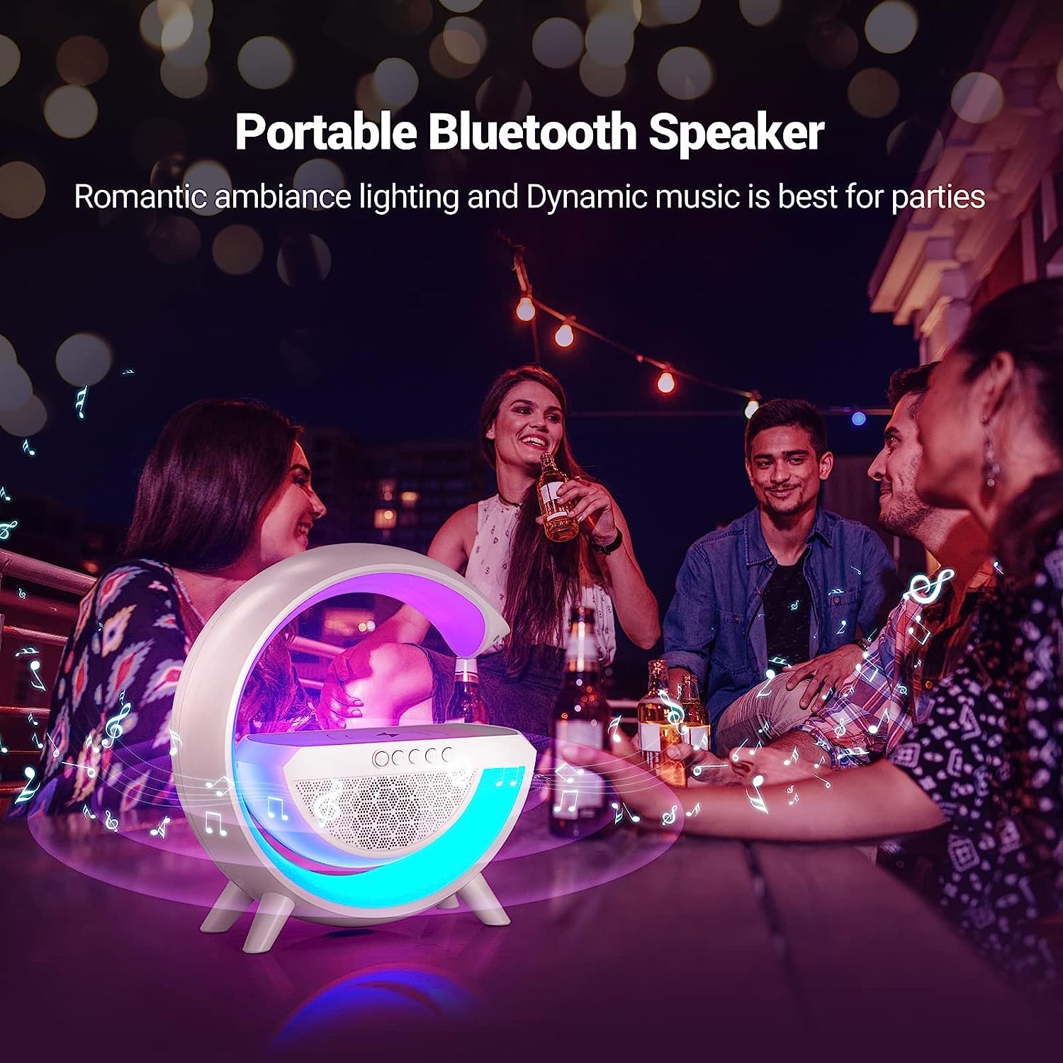3-in-1 LED Night Lamp with Bluetooth Speaker & Wireless Charging