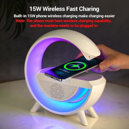 3-in-1 LED Night Lamp with Bluetooth Speaker & Wireless Charging