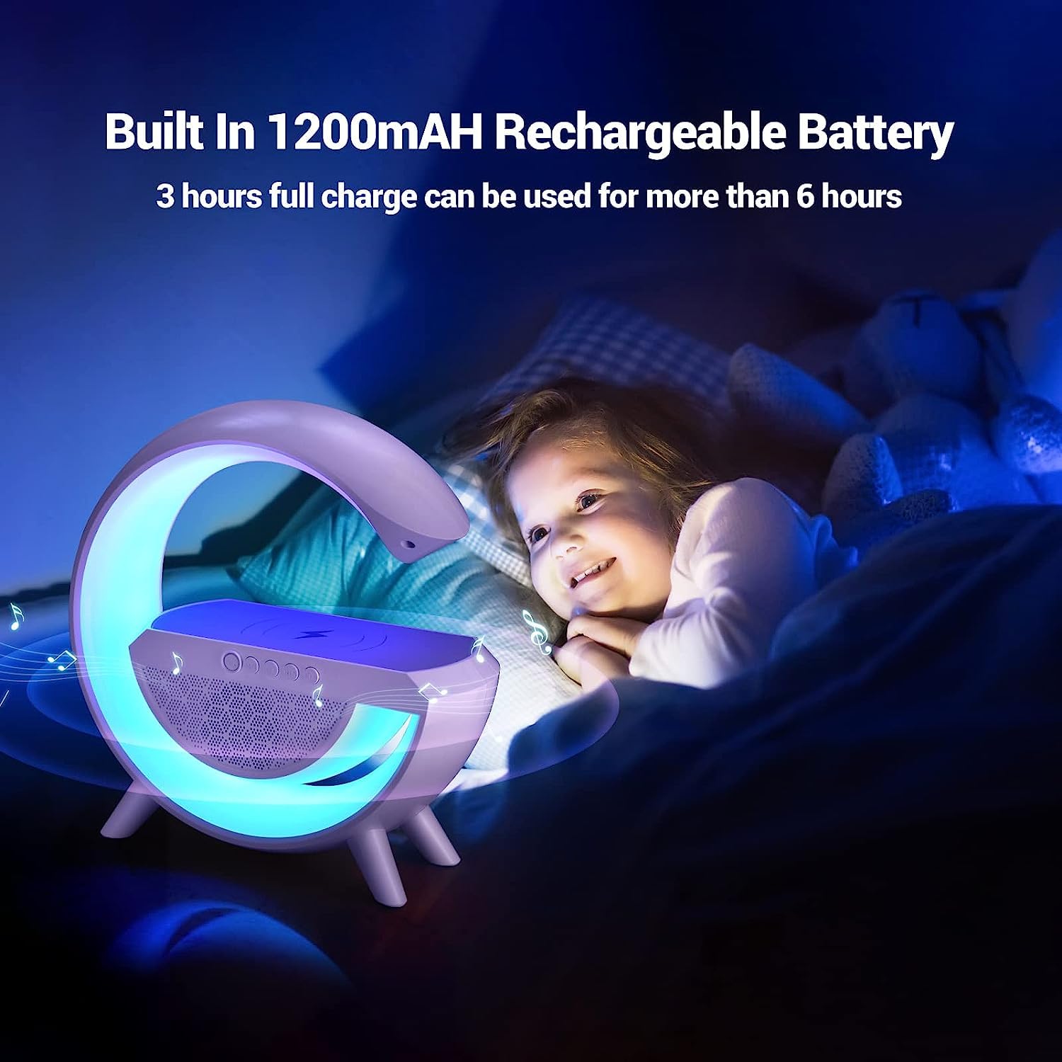 3-in-1 LED Night Lamp with Bluetooth Speaker & Wireless Charging