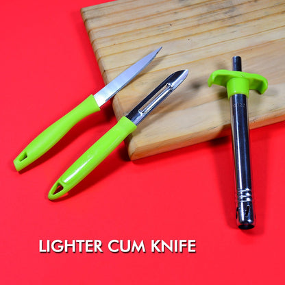 Ganesh 3pc Kitchen Set – Lighter, Knife & Peeler Stainless Steel Combo