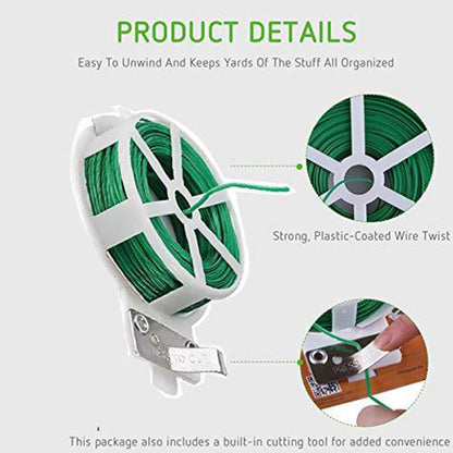 Plastic Twist Tie Wire Spool With Cutter For Garden & Plant – 50m