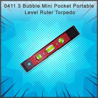3 Bubble Mini Pocket Portable Level Ruler – Magnetic Torpedo with V-Groove & 3 Acrylic Vials