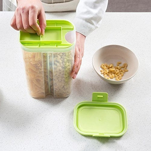 2-Section Airtight Transparent Food Grain & Cereal Storage Container (2L)
