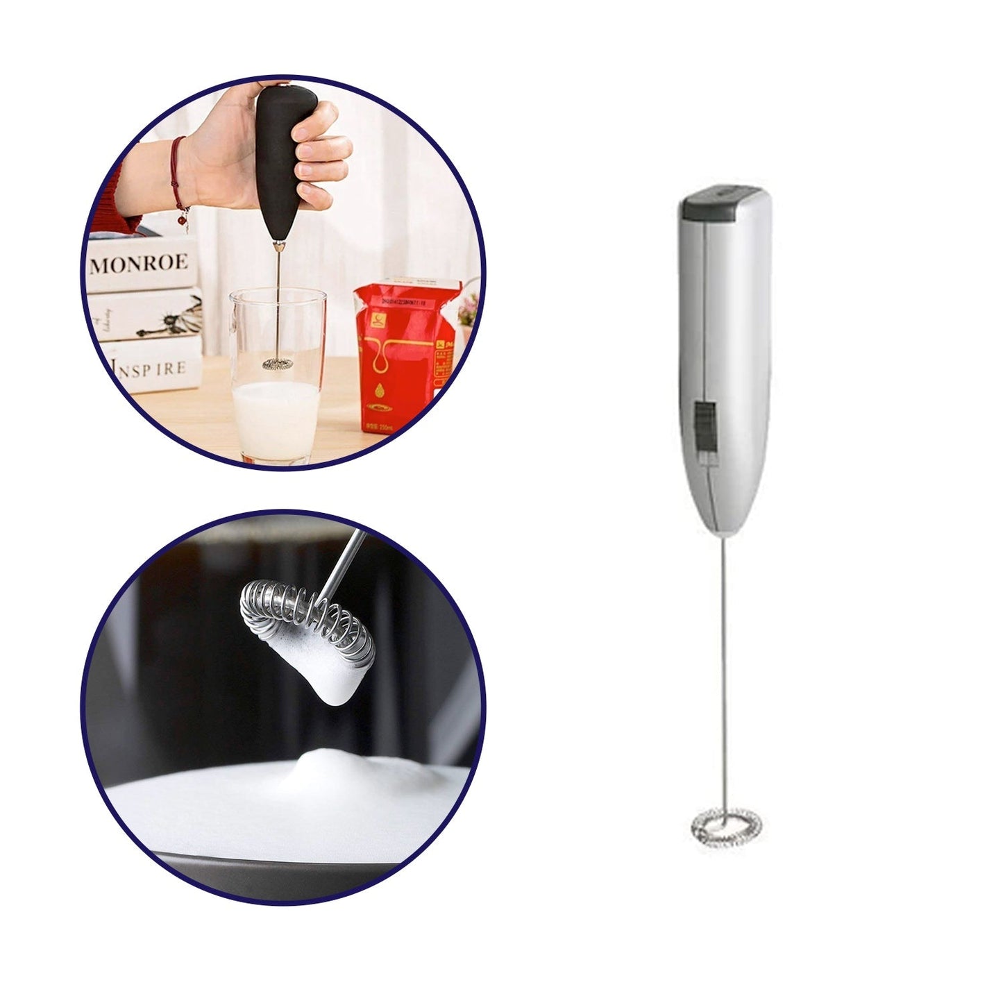 Electric Handheld Milk Frother – Mini Coffee Whisk & Drink Mixer