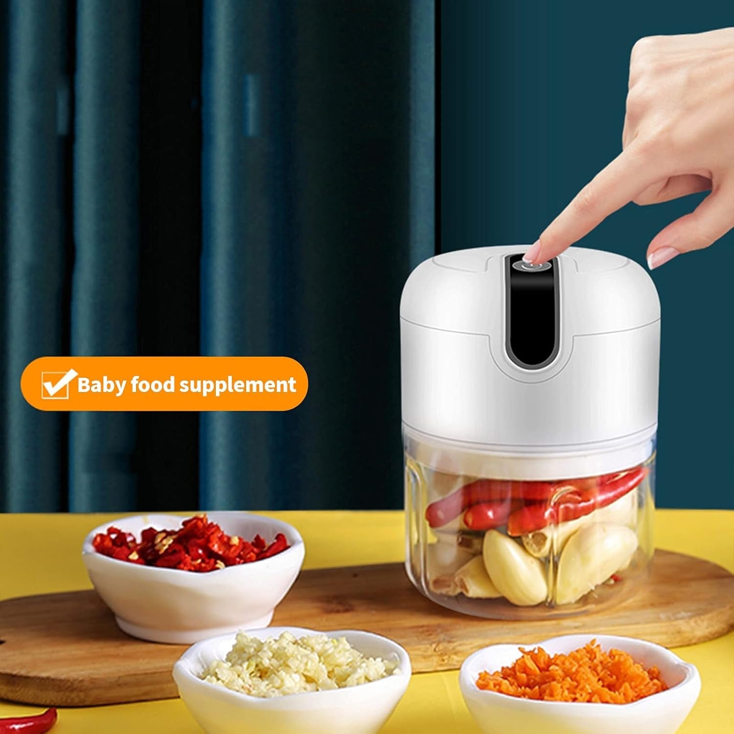 Wireless USB Rechargeable Mini Electric Garlic Chopper (250ml) – Portable Food Processor