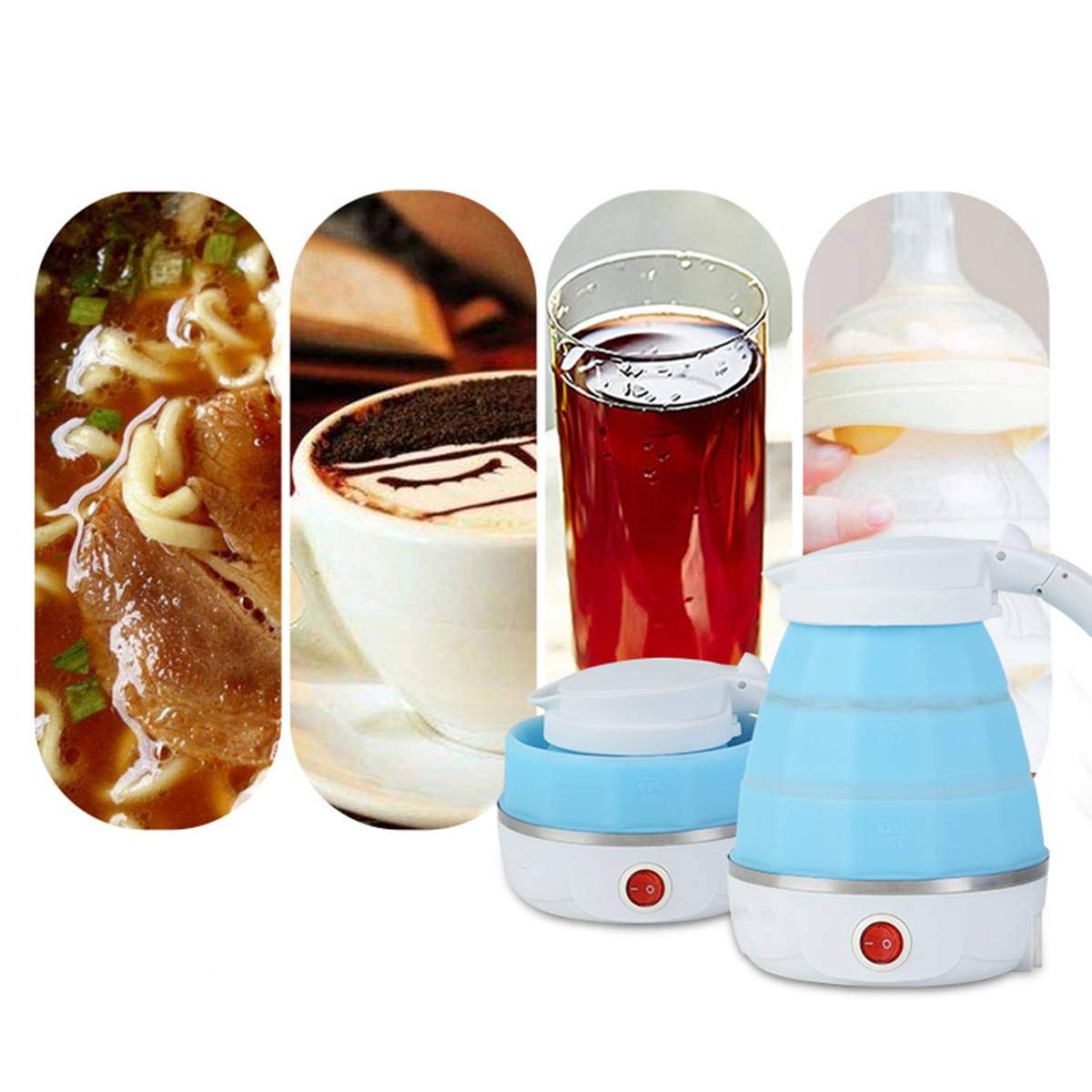 Foldable Silicone Electric Travel Kettle – 600ml Portable Boiler for Camping, Travel & Office